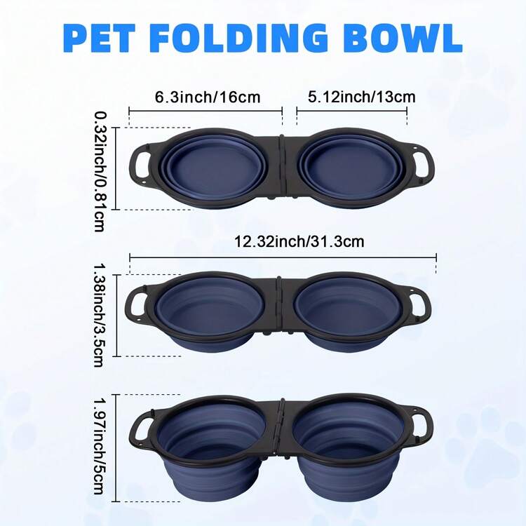 新款可折叠宠物狗旅行碗，适用于盛水和食物，户外露营狗狗用品，便携式户外狗狗水碗，易于收纳，适合小型至中型宠物 - 彩色 - 查看 6