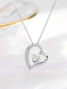 suteyi 致我最亲爱的女儿，永恒的爱，优雅的心形项链，配有黄铜吊坠，非常适合毕业典礼、母亲节、生日和婚礼。 - 銀色 - 查看 3