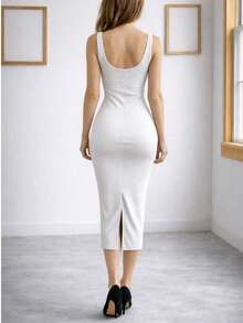 Women Midi Dresses - White - View 2