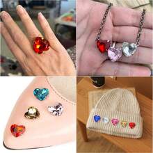 30pcs/Pack Stainless Steel Gold Base Acrylic Peach Heart-Shaped Four-Hole Claw Rhinestones, Fashion Elegant Gift Accessories, Suitable For Bags, Bracelets, Hair Accessories, DIY Jewelry Making Fasteners - Four-hole Claw Drill - View 3