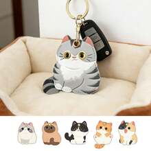 Protective Case Holder For AirTag Tracker With Keychain, Vegan Leather Anti-Lost & Scratch Resistance Key Ring Cover - 彩色 - 查看 4