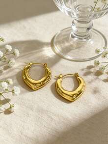 1 Pair Elegant Gold Geometric Earrings, Made Of Stainless Steel With 18K Gold Plating, Perfect Daily Wear For Women - 2 Elegant Earrings - View 4