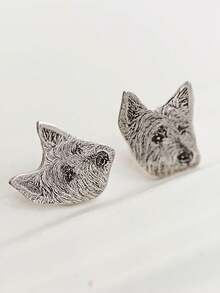 [ZzAi Custom]1pc Customized Pet Portrait Earrings, Suitable For Cat Lovers, Personalized Dog Name Stud Earrings, Women Cat Mom Gift, Pet Memorial Gift - Cut-out Style - Multiple Colors - View 9