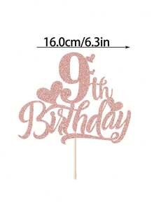 1pc Pink Cute Heart-Shaped Birthday Cake Topper - Suitable For 1st/9th/10th/11th/12th/13th/14th/15th/16th/18th/21st Birthday Celebration, Birthday Party Dessert Cake Decoration - Multicolor - View 8