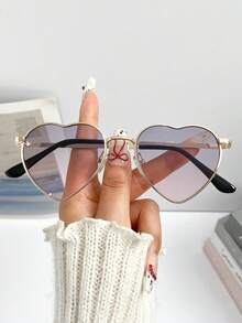 New Fashionable Retro Metal Heart-Shaped Versatile Decorative Fashion Glasses, Suitable For Daily Wear, Street Style, Beach, Minimalist Runway, Party, Hip-Hop, Unisex Stylish High-End Glasses - Nhiều màu - Xem 8