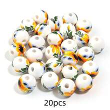 20-30 hạt sứ cổ điển màu xanh trắng, hạt tròn gốm hình hoa hướng dương, nguyên liệu làm trang sức DIY - hoa hướng dương - Xem 8