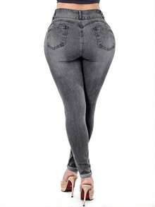 Women's Butt Lifting Jeans, High Stretch Leggings, Fashionable And Elegant, Suitable Dates, Commuting, Casual Travel, Valentine's Day And New Year Wear - 中灰色 - 查看 6