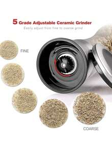 Tall Pepper Grinder Or Pepper Mill, Manual Salt Grinder Refillable With Adjustable Coarseness, Black Pepper Grinder Made Of Stainless Steel, Himalayan Salt And Sea Salt Grinder - 黑色 - 查看 6