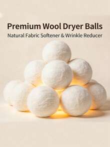 Bộ 3/6 quả cầu sấy khô bằng len tái sử dụng - Dùng cho máy giặt và vải gia dụng, có thể thay thế nước xả vải, giảm nhăn và tĩnh điện. - Trắng - Xem 2