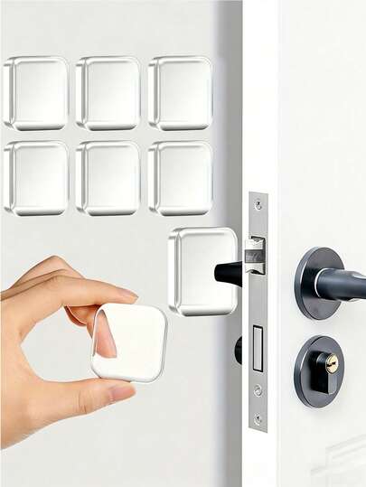 Miếng chặn cửa chống va chạm - Không cần khoan, miếng bảo vệ tường tự dính, đệm giảm chấn đặc biệt phù hợp cho cửa tủ lạnh, tủ bếp, cửa văn phòng và nhà ở, có thể tái sử dụng, băng dính chắc chắn, giảm tiếng ồn và ngăn ngừa hư hại.