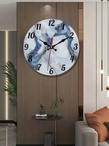 Đồng hồ treo tường hiện đại hình tròn, kích thước 10 inch/12 inch, chất liệu gỗ, họa tiết vân đá cẩm thạch trừu tượng, không gây tiếng tích tắc, màu xanh dương và vàng, chạy bằng pin (AA), thích hợp cho nhà bếp, phòng ngủ, phòng khách, cầu thang, phòng giặt. - A - Xem 2