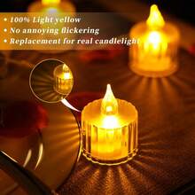 3/7/12pcs Crystal Appearance Flameless LED Candles, Flameless Candles, Battery Operated LED Tea Lights Suitable For Weddings, Holiday Parties, Centerpieces, Home Decor, Halloween, Christmas, Valentine's Day - Crystal Candle Light - View 6