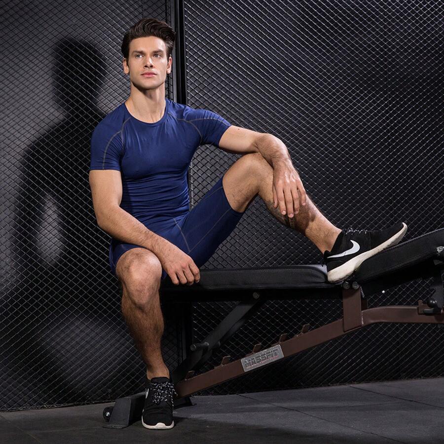 Men Workout Clothes - Navy Blue - View 1