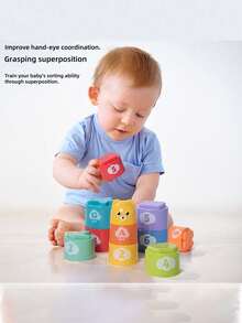 Random Color Children's Educational Stacking Toy, Rainbow Tower Kids Toy, Children's Ring Stacking Toy, Beach Toy, Holiday Gift, Birthday Gift (Random Color) - 彩色 - 查看 10