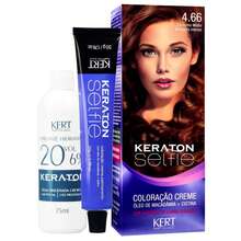 Keraton Selfie Hair Dye - Full Gray Coverage - Choose Your Color - 4.66 MEDIUM BROWN INTENSE RED - View 1