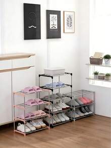 1pc 3/4/5 Tier Stackable Small Shoe Rack, Suitable For Entryway, Hallway And Closet, Space-Saving Shoe Storage Organizer - Multicolor - View 8
