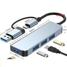 Estación de Acoplamiento 8-En-1 USB 3.0 Tipo-C Transferencia de Alta Velocidad 5Gbps Adaptador OTG Tipo-C a USB 3.0 Hub para Portátil Lector de Tarjetas TF/SD y Adaptador de Audio de 3.5mm Multi-Puerto, Compatible con Computadora, Teléfono, Cámara, Proyector y Otros Dispositivos - gris plateado - Ver 14