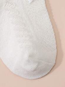 1 Pair White Bow Mesh Baby Girl Socks, Suitable For Spring And Summer - White - View 4