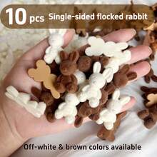 10件套大号植绒亚克力兔子组合，单面植绒亚克力材质，植绒动物珠子，DIY发夹/发带/发饰，手机壳DIY材料，复活节礼物，节日用品，理想礼品 - 彩色 - 查看 5