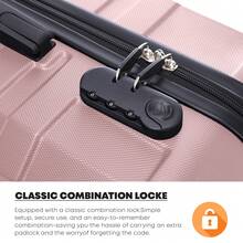 YONSLY Large Suitcase 20/24/28 Inches With Combination Lock 4 Wheels 360° Mesh Pocket Double Maintenance Zipper Soft Rubber Handle Travel Suitcase - Rose Gold - View 5