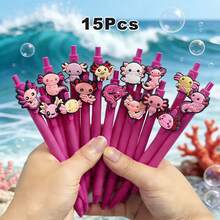 Bộ 1/5/10/15 bút bi in hình kỳ giông Axolotl màu hồng và tím, thích hợp làm quà tặng sinh nhật cho bé gái, đồ dùng văn phòng và trường học. - kỳ nhông khổng lồ - Xem 8