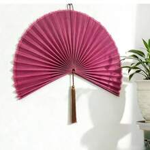 Fan Wall DecorLarge Bamboo Fan Wall Art For Boho Hanging Headboard Decorative Folding Fan For Over Bed Decorations Pink 40inch - 覆盆子 - 查看 2