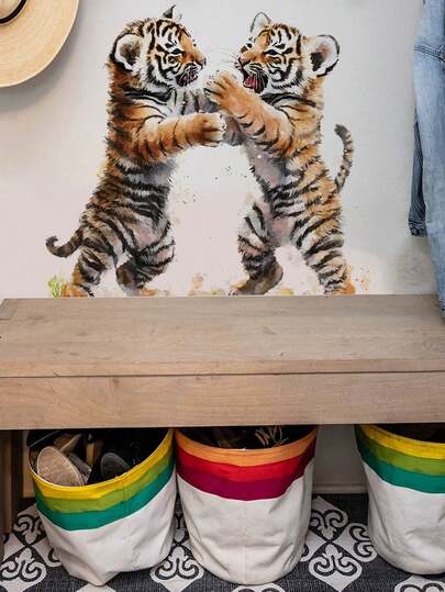 Bộ tranh dán tường hình hổ và động vật rừng màu nước, decal vinyl hình động vật hoang dã có thể tháo rời dành cho phòng ngủ trẻ em, phòng trẻ sơ sinh, cửa ra vào, phòng tắm, trang trí nhà cửa, trang trí phòng, tranh dán tường, trang trí nhà bếp, trang trí tường, trang trí phòng tắm, trang trí, tranh nghệ thuật treo tường, trang trí phòng ngủ, trang trí nhà cửa, giấy dán tường bóc dán, tranh dán tường cho phòng khách, trang trí phòng khách