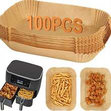 50/100/200pcs Air Fryer Disposable Paper Liners, Rectangular Non-Stick Baking Paper Accessories Suitable For Double-Layer Air Fryers, Air Fryer Accessories, Oil-Proof And Waterproof Air Fryer Paper Liners - Multicolor - View 2