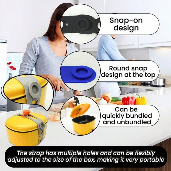 1pc Silicone 2nd Generation Pot Lid Strap, Universal Lid Fixing Strap, Elastic Band With Buckle, Kitchen Supplies