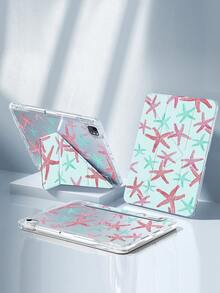 1pc Cute Cartoon Tricolor Starfish Double-Sided Acrylic Transparent Crystal Back Cover, Shock-Resistant And Durable, Suitable For IPad 7th, 8th And 10th Generation (10.2 Inch). It Has A Built-In Pen Slot And Supports Sleep/Wake Function. An Ideal Gift For Halloween And New Year. - Multicolor - View 4
