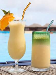 6支玻璃吸管配1个吸管清洁刷，可重复使用弯曲彩色玻璃吸管，8英寸x8毫米防碎可爱饮用吸管，配1个清洁刷，适用于咖啡、果汁、鸡尾酒、茶、饮料 - 彩色 - 查看 9