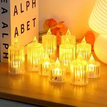 3/7/12pcs Crystal Appearance Flameless LED Candles, Flameless Candles, Battery Operated LED Tea Lights Suitable For Weddings, Holiday Parties, Centerpieces, Home Decor, Halloween, Christmas, Valentine's Day - Crystal Candle Light - View 11