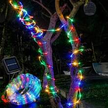 Warm White Solar LED Light Tube, Flexible Transparent PVC Solar String Lights, IPX4 Waterproof 8 Lighting Modes Auto Light Sensor, Suitable For Outdoor Garden Wedding Party Decor - Colored Light - View 2