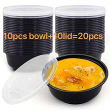 20个可叠放式带隔层的午餐盒，包含拉面碗、可重复使用的沙拉盒，适用于微波炉、冰箱和洗碗机，也可作沙拉碗、面条汤碗使用，适合派对、活动或日常使用。 - 彩色 - 查看 7