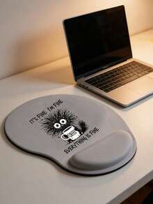 人体工学腕托鼠标垫，可爱工作猫图案，“没关系，我很好，一切都很好”咖啡杯印花，符合人体工学的EVA腕托，防滑记忆棉鼠标垫，舒适贴合手腕，亲肤舒适，桌面保护垫，适用于游戏、办公，防滑设计，适用于办公电脑、笔记本电脑和家庭使用，是毕业季、母亲节、开学季的完美礼物之选 - 彩色 - 查看 3