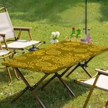 1 Stück Tischdecke aus Polyestermaterial, goldener Hintergrund mit chinesischem Glückssymbol-Design, Pfingstrose, hochauflösender digitaldruck mit Saum, knitterfrei, geeignet für Zuhause, Küche, Partys, Geburtstage, Feiertage, Innen- und Außenbereich, Heimdekoration - Gold - Übersicht 4