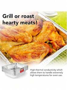 10个/20个装长方形锡箔托盘，一次性铝箔烤盘，适用于空气炸锅和烤箱 - 查看 6