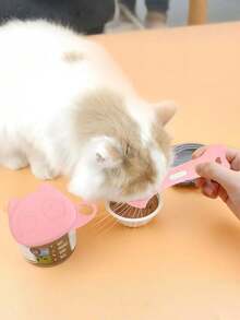 Juego de tapa de lata y cuchara de silicona para mascotas 3 en 1, tapa de lata con orejas de gato y cuchara de alimentación, sellador de lata con orejas de gato y abridor de latas con cuchara, tapa de almacenamiento de alimentos universal para gatos y perros (1 tapa + 1 cuchara) - Tapa y cuchara de sellado - Ver 12