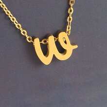 1pc Minimalist Stainless Steel 26 Initial Letter Necklace Pendant, Suitable For Commuting And Daily Wear - Yellow Gold - View 15