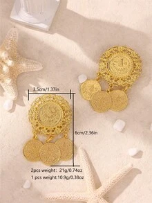 2枚镀金女士长袍胸针，奢华复古风格，适合婚礼、派对、节日配饰 - 金色 - 查看 2