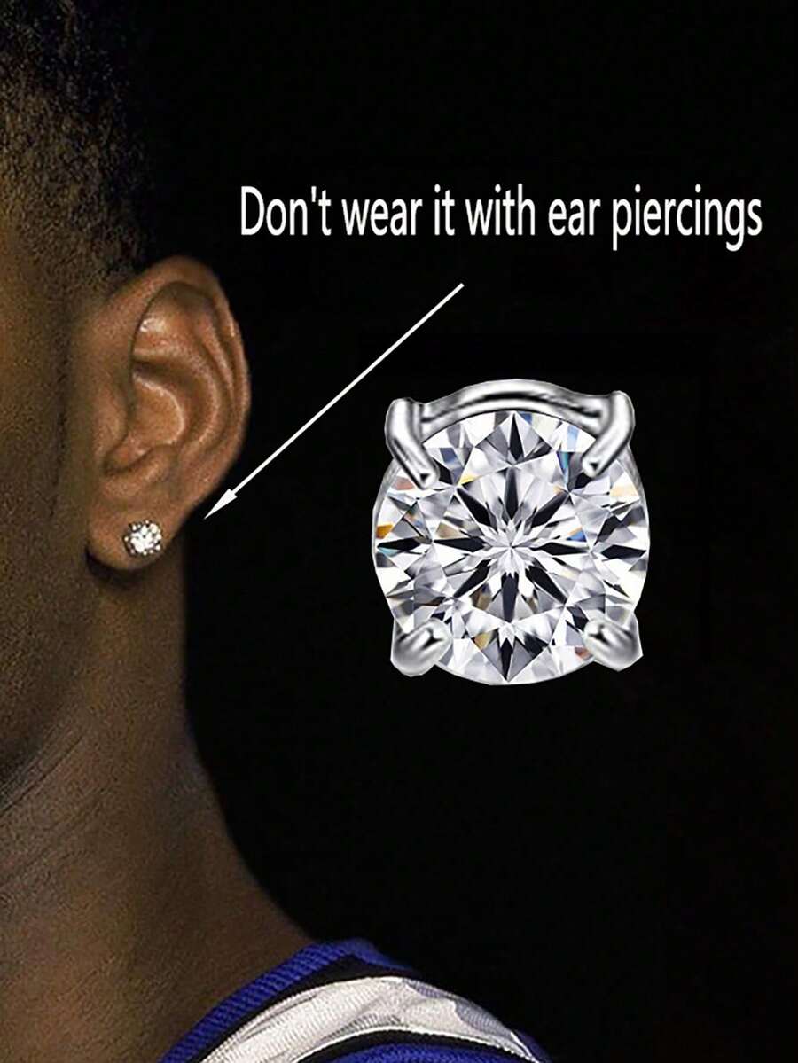 1 Pair Of Copper Inlaid Artificial Zirconia Magnetic Earrings For Daily Wear - Magnetic Type - View 1