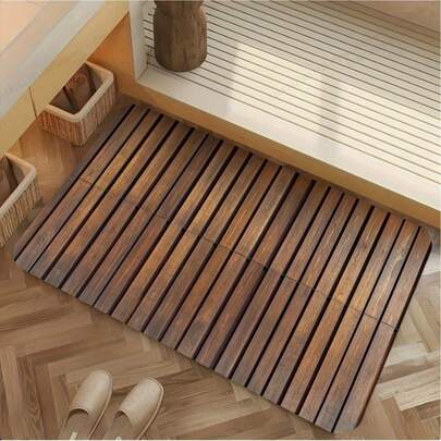 1 tấm thảm nhà tắm bằng gỗ màu nâu sẫm hiện đại, chất liệu đất tảo cát - Cao su siêu thấm hút, nhanh khô, chống trơn trượt, thảm dệt polyester, thích hợp cho phòng tắm, nhà bếp, phòng khách, quán bar, sân vườn - Món quà lý tưởng, thảm nhà tắm | Thảm trang trí sàn | Thảm có thể giặt máy, thảm nhà tắm
