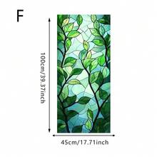 1/6片装复古简约风格磨砂隐私静电窗膜。绿色几何菱形叶子图案。可移除，防水PVC材质。适用于厨房、浴室、卧室。窗帘尺寸：17.71x39.37英寸。 - 幾何菱形 - 查看 14