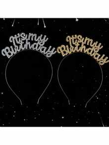 Băng đô cài tóc dự tiệc sinh nhật cho bé gái, đính đá pha lê lấp lánh, thiết kế "Sinh nhật của tôi!", phụ kiện - Phối màu - Xem 6