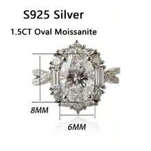 1pc Women's Engagement Ring, Fully Paved Twisted Oval Cut Ring, 3.3g 925 Sterling Silver, 1.5 Carat Moissanite, Bohemian Luxury, Engagement, Proposal, Wedding Anniversary, Valentine's Day Gift, Comes With Moissanite Certificate And Elegant Gift Box - Silver - View 3