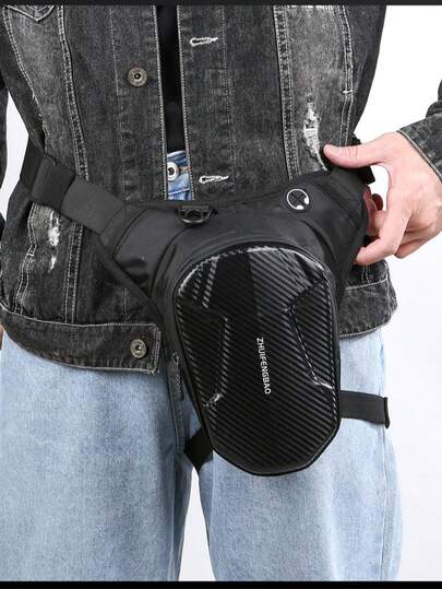 Waterproof Motorcycle Leg Bag - Adjustable Thigh Belt,Tactical Motorcycle Leg Bag With Headphone Jack, Adjustable Shoulder Strap, And Double Zipper Compartments - Black Eva Outdoor Riding Waist Bag, Suitable For Mountain Biking And Motorcycle Backpacks,High Capacity, Ideal For Phones & Keys