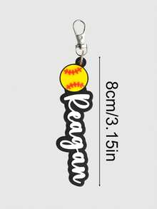1/3/5 Paquete(s) de llavero personalizado con nombre y softbol 3D impreso en plástico, etiqueta para mochila de softbol personalizada - Nombre y número personalizados - Regalo para equipo de softbol - Etiqueta de equipaje para deportes de equipo - Llavero con boca de pez de béisbol - Ver 2
