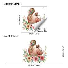 1pc Mother & Child Theme Wall Decal With Floral And Butterfly Patterns, Happy Mother's Day Wall Sticker, DIY Removable Self-Adhesive Decorative Decal, Easy To Install, Suitable For Living Room, Bedroom, Study, Office And More Scenes - Mother's Day - View 13