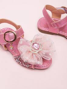 2026 New Girls Sandals, Children Princess Shoes With Rhinestone Bow, Little Girl Student Beach Shoes, Summer - Hot Pink - View 5