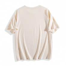 Men's 100% Cotton Soft Round Neck Short Sleeve Graphic Print T-Shirt, High-Quality Plus-Size Pure Cotton Menswear,Mens White Knitted Fabric - 杏色 - 查看 7